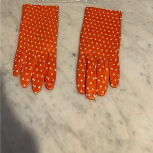 Sermoneta Polka Dot Orange Lambskin Leather Gloves 7
